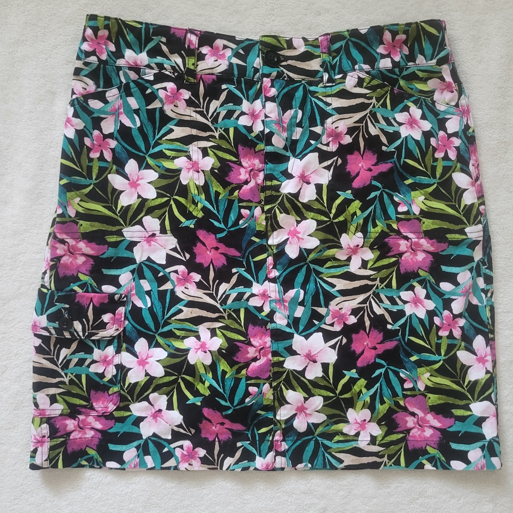 Christopher & Banks Floral Mini Skirt - Pink, Green, Black